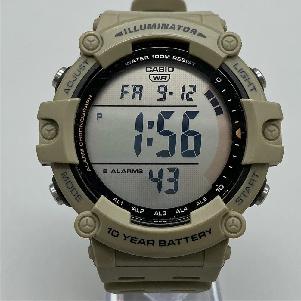 Casio 3502 AE-1500WH Mens Watch 51mm Digital Tan Case 100M WR Illuminator